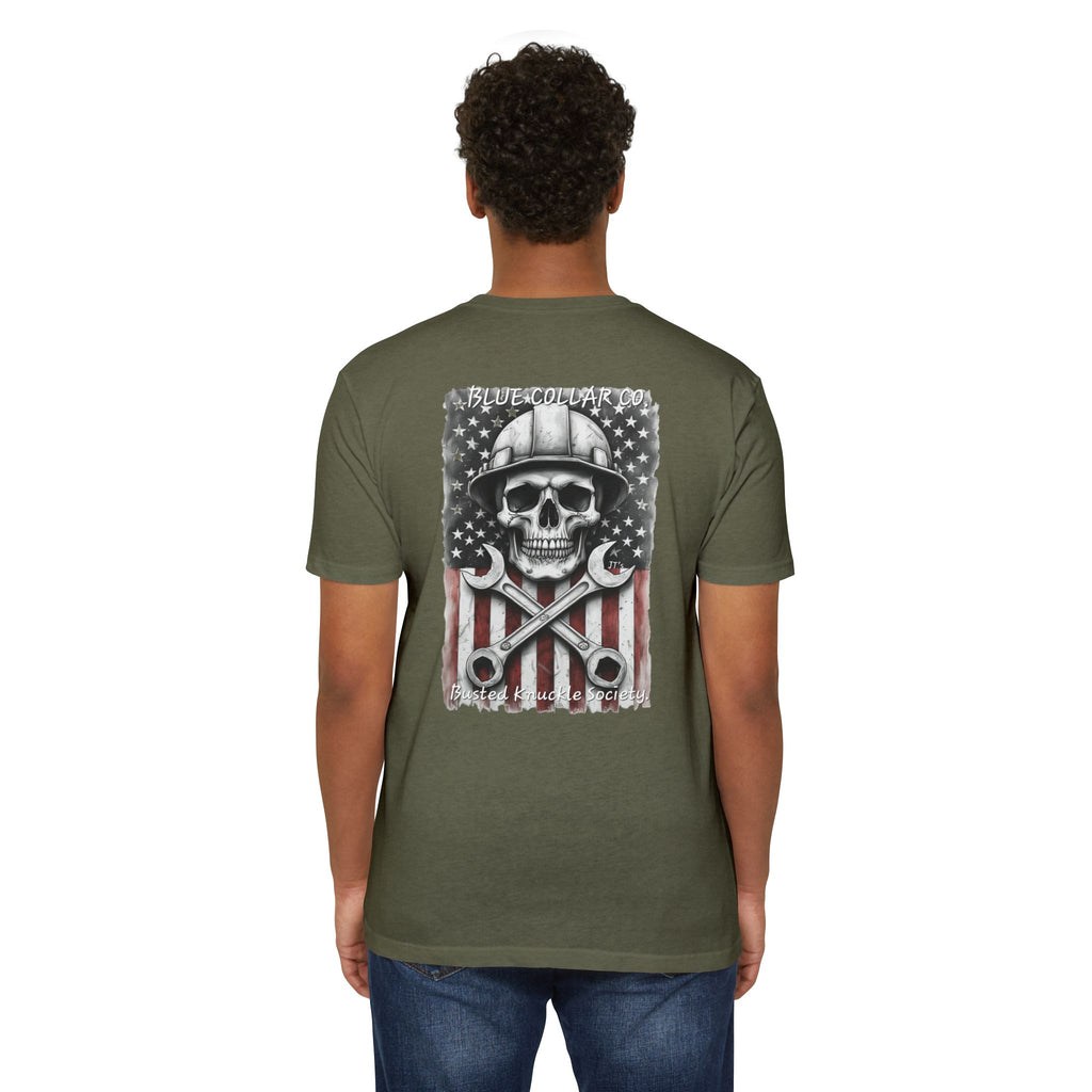 Mechanic Skull USA T-Shirt — Blue Collar Proud Worker Tee