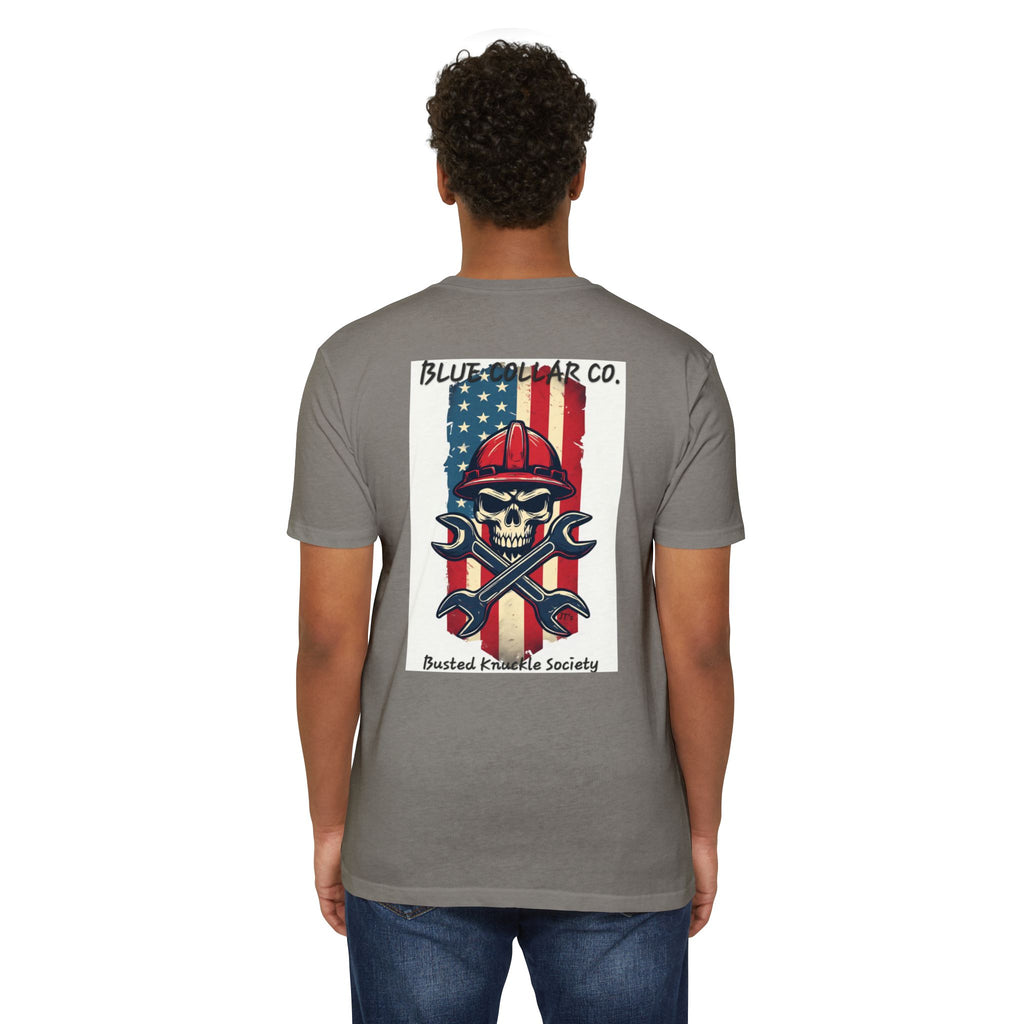 Blue Collar Skull USA T-Shirt — Busted Knuckle Society Workwear