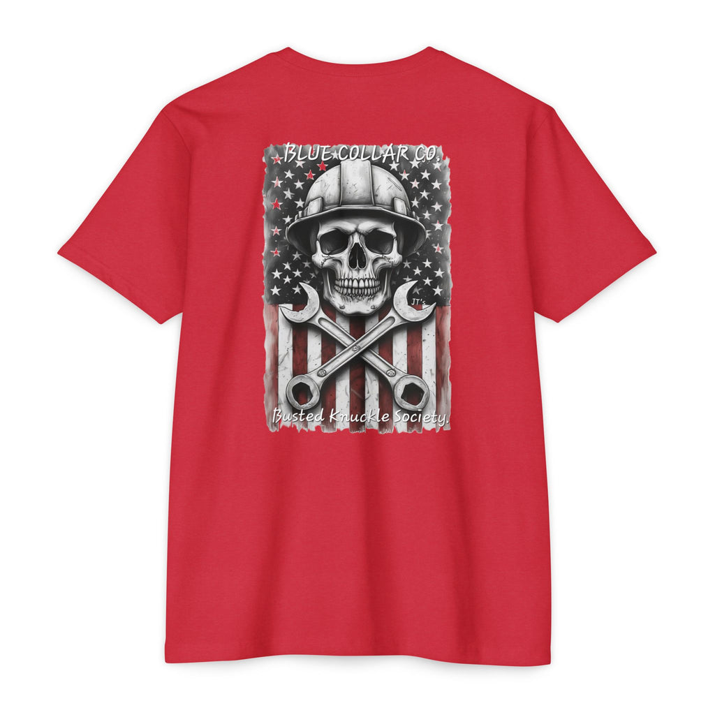 Mechanic Skull USA T-Shirt — Blue Collar Proud Worker Tee