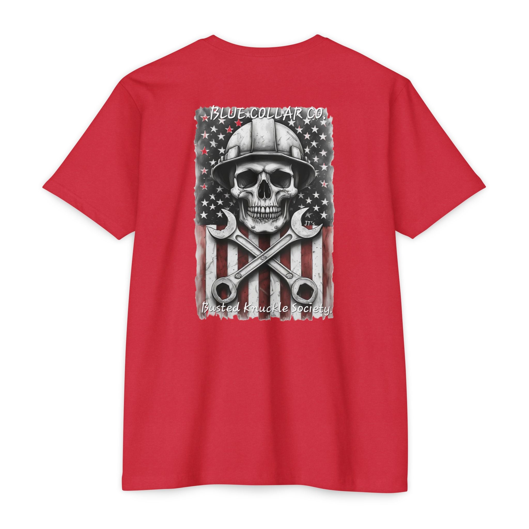 Mechanic Skull USA T-Shirt — Blue Collar Proud Worker Tee