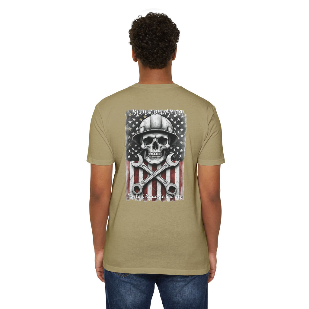 Mechanic Skull USA T-Shirt — Blue Collar Proud Worker Tee