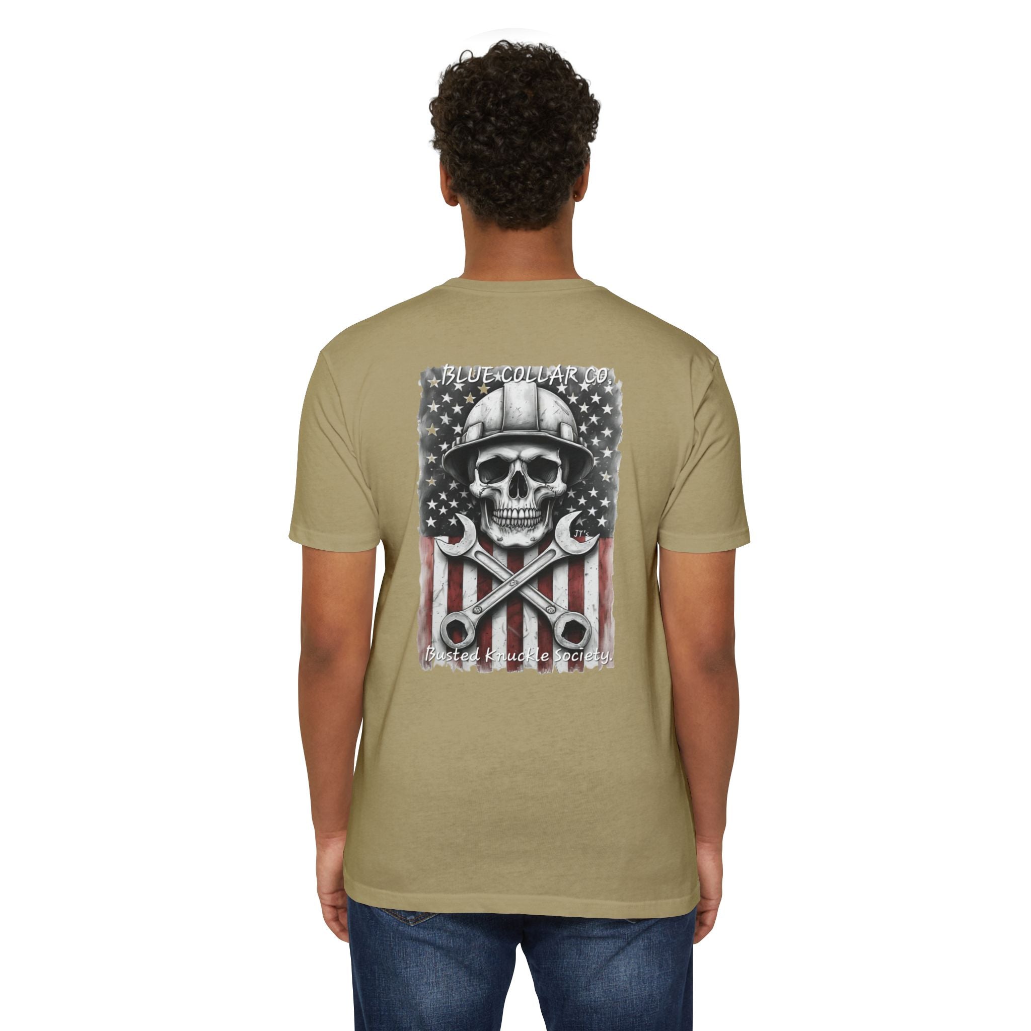 Mechanic Skull USA T-Shirt — Blue Collar Proud Worker Tee