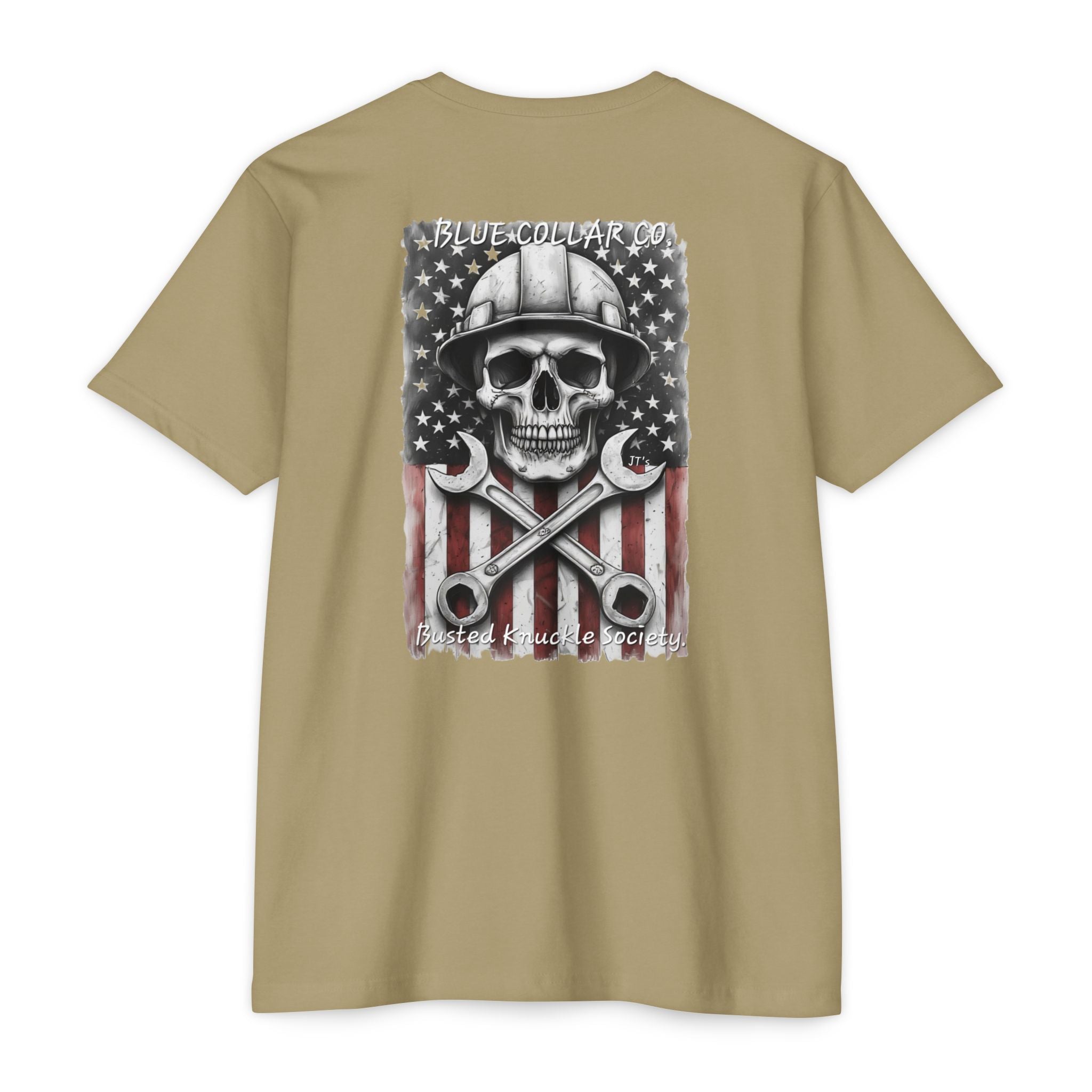Mechanic Skull USA T-Shirt — Blue Collar Proud Worker Tee