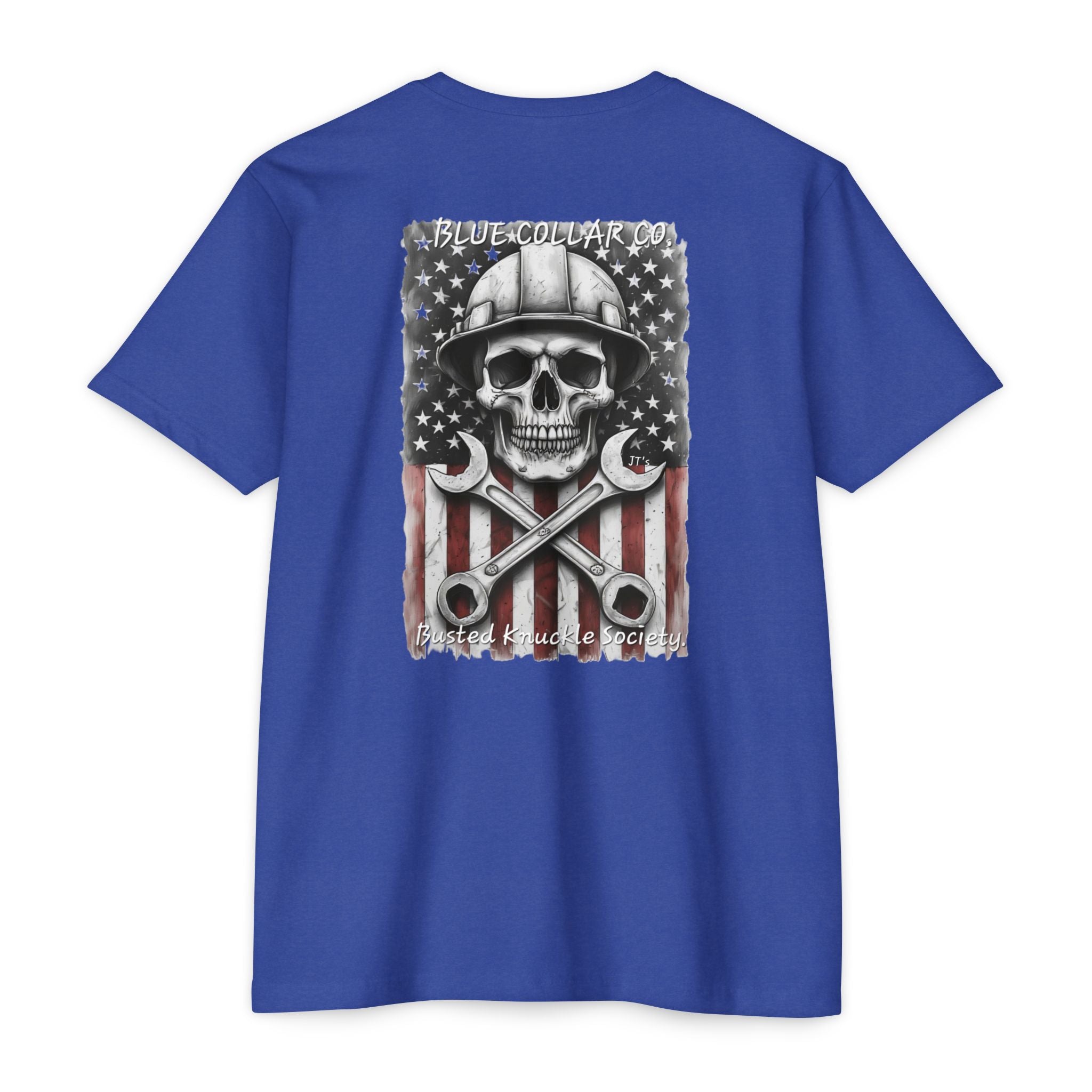 Mechanic Skull USA T-Shirt — Blue Collar Proud Worker Tee