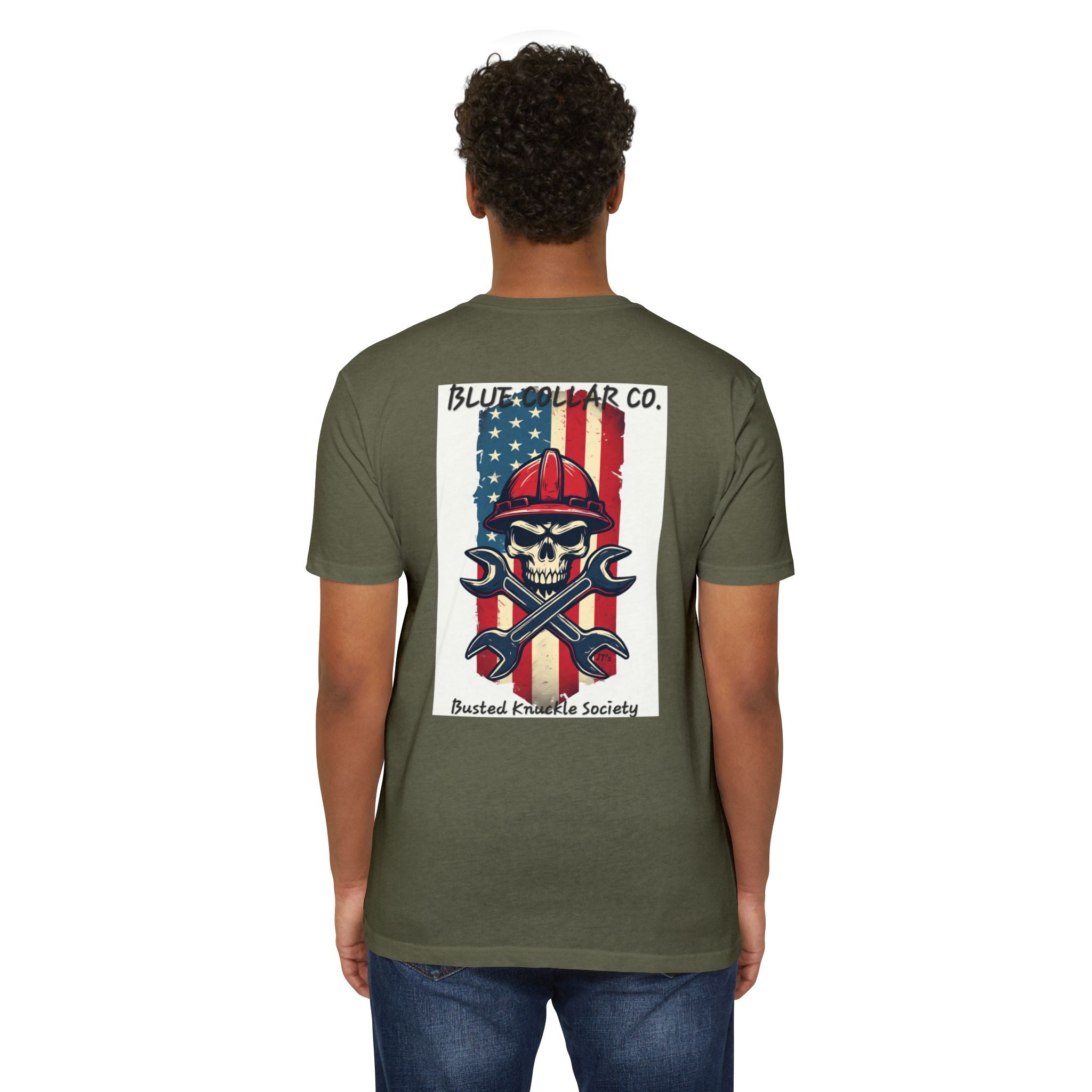 Blue Collar Skull USA T-Shirt — Busted Knuckle Society Workwear