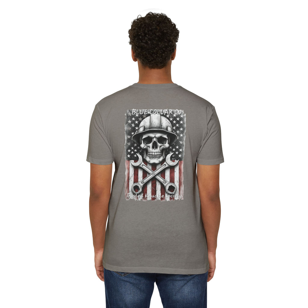 Mechanic Skull USA T-Shirt — Blue Collar Proud Worker Tee