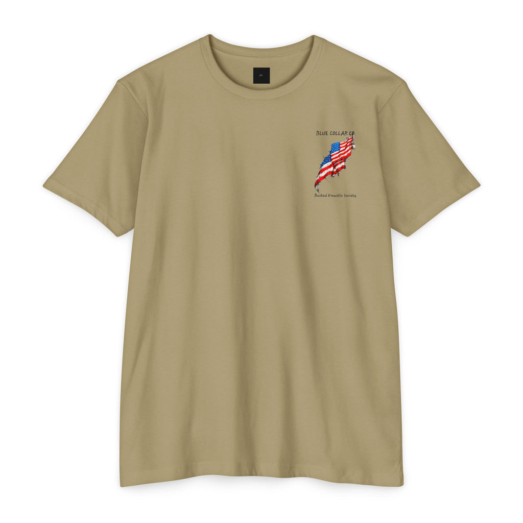 American Flag Skull Mechanic T-Shirt – Patriotic Wrench & Hard Hat Tee