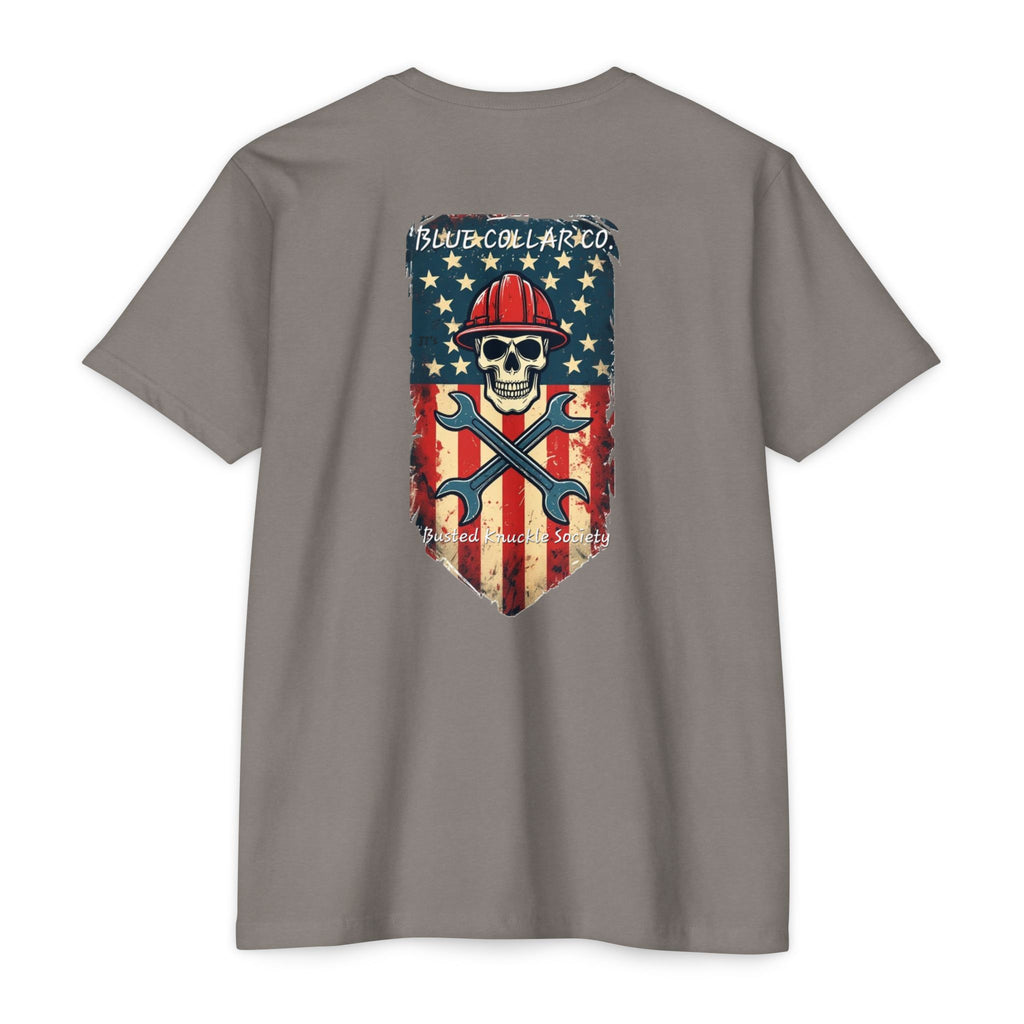 American Flag Skull Mechanic T-Shirt – Patriotic Wrench & Hard Hat Tee