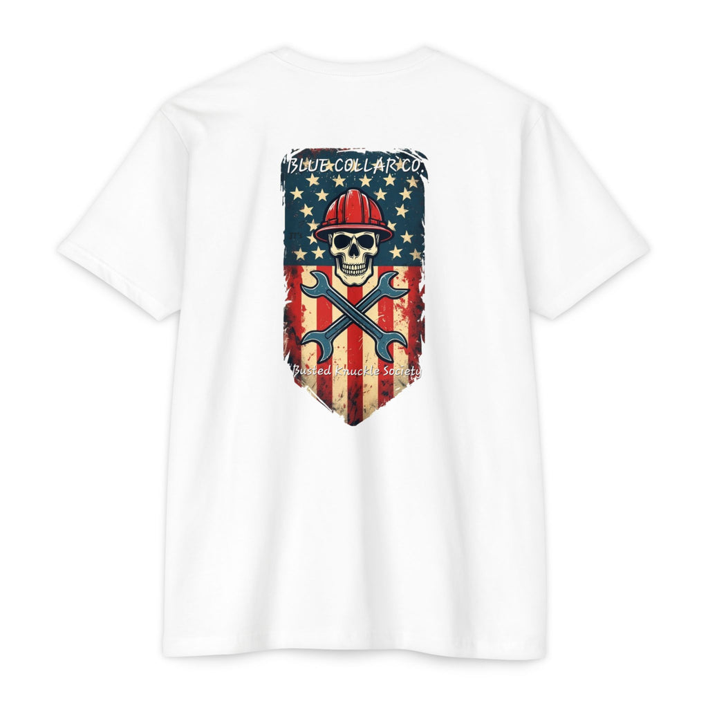 American Flag Skull Mechanic T-Shirt – Patriotic Wrench & Hard Hat Tee