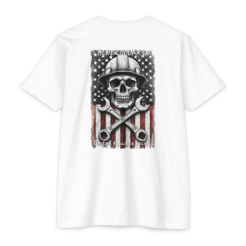 Mechanic Skull USA T-Shirt — Blue Collar Proud Worker Tee