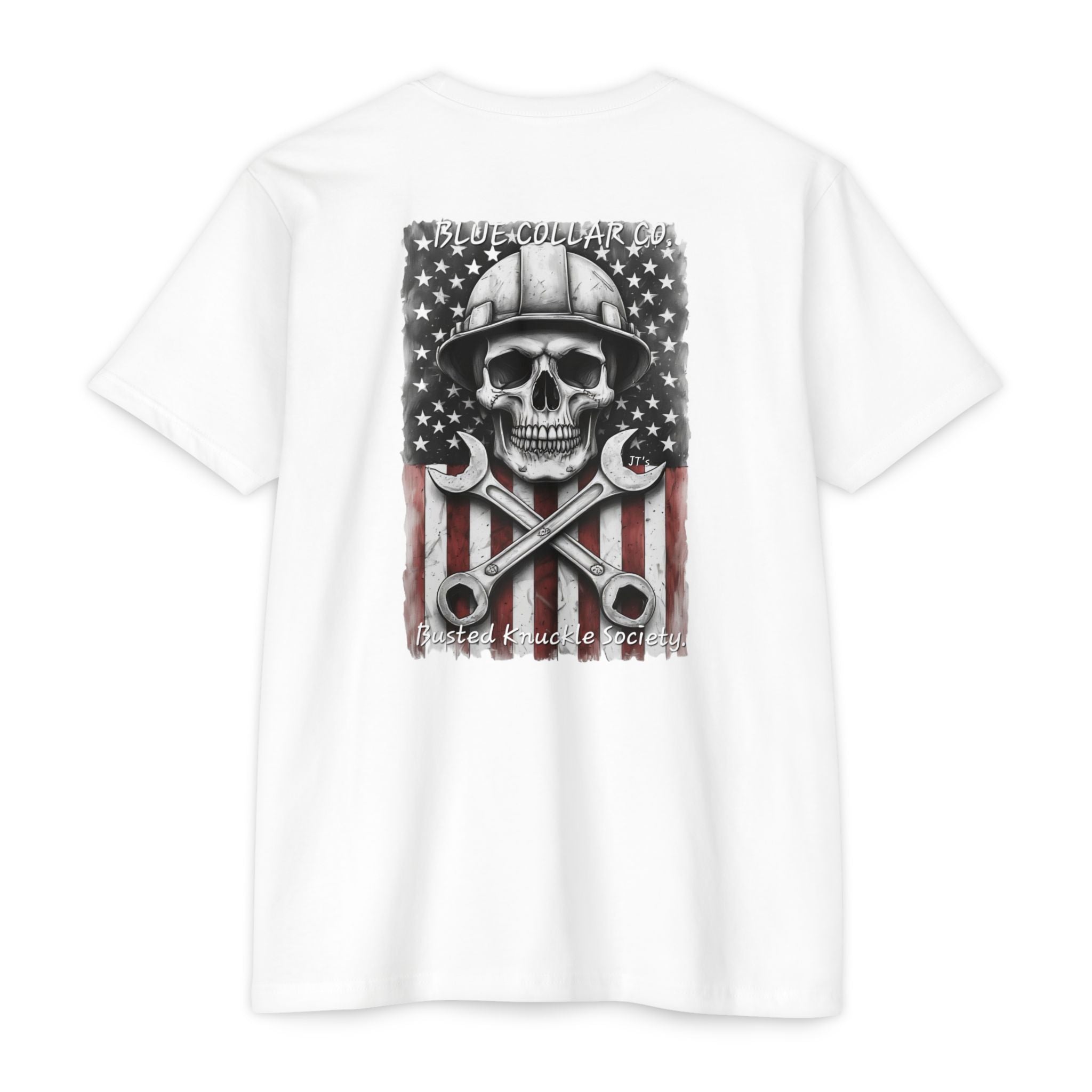 Mechanic Skull USA T-Shirt — Blue Collar Proud Worker Tee