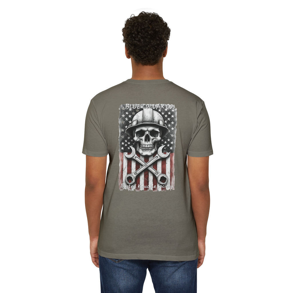Mechanic Skull USA T-Shirt — Blue Collar Proud Worker Tee