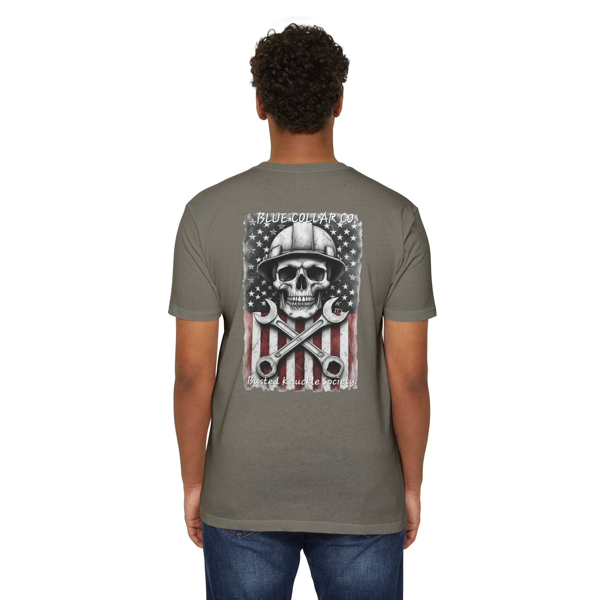 Mechanic Skull USA T-Shirt — Blue Collar Proud Worker Tee