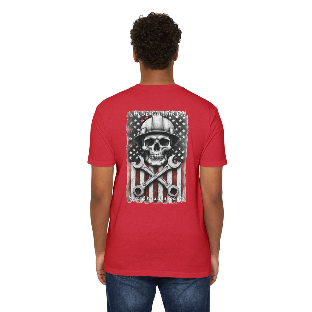 Mechanic Skull USA T-Shirt — Blue Collar Proud Worker Tee