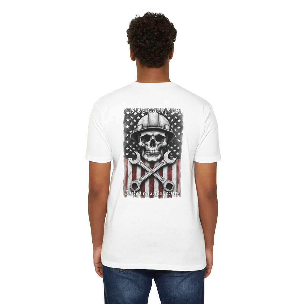 Mechanic Skull USA T-Shirt — Blue Collar Proud Worker Tee