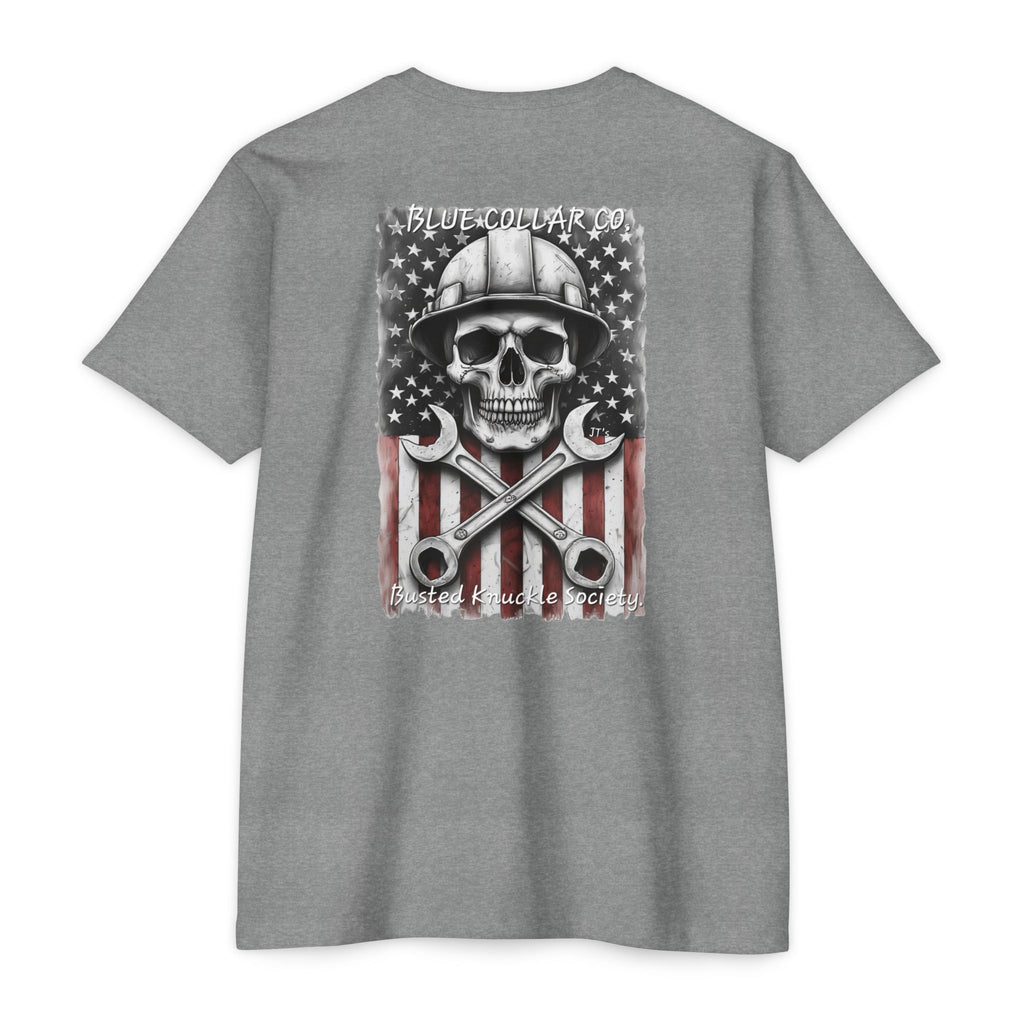 Mechanic Skull USA T-Shirt — Blue Collar Proud Worker Tee