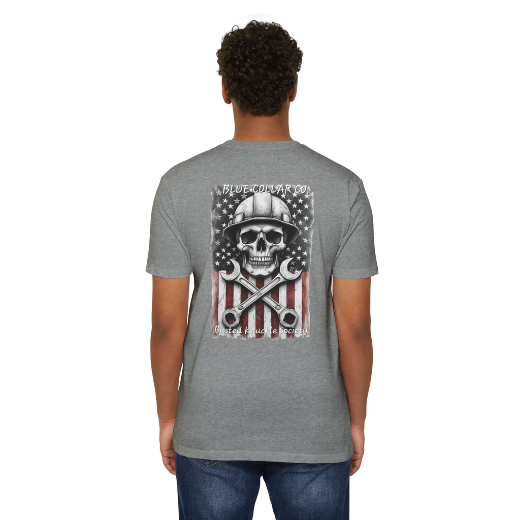 Mechanic Skull USA T-Shirt — Blue Collar Proud Worker Tee