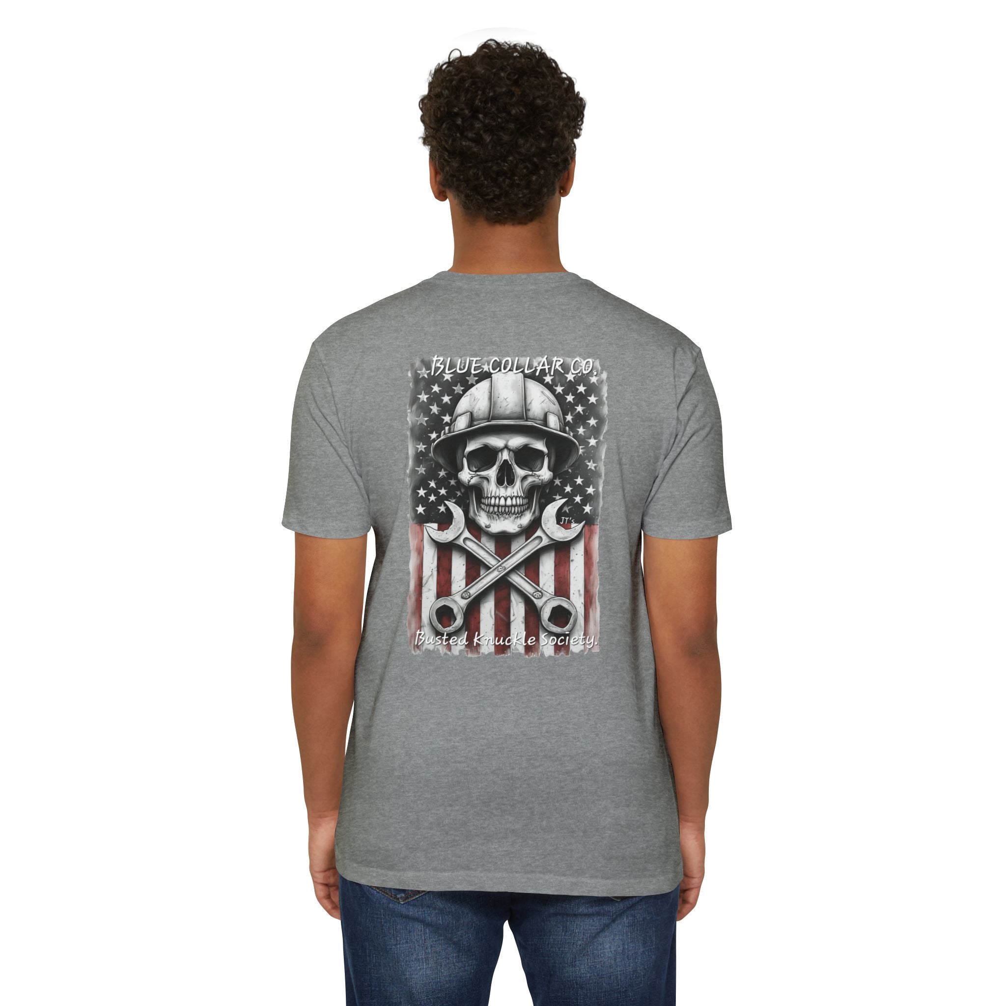 Mechanic Skull USA T-Shirt — Blue Collar Proud Worker Tee