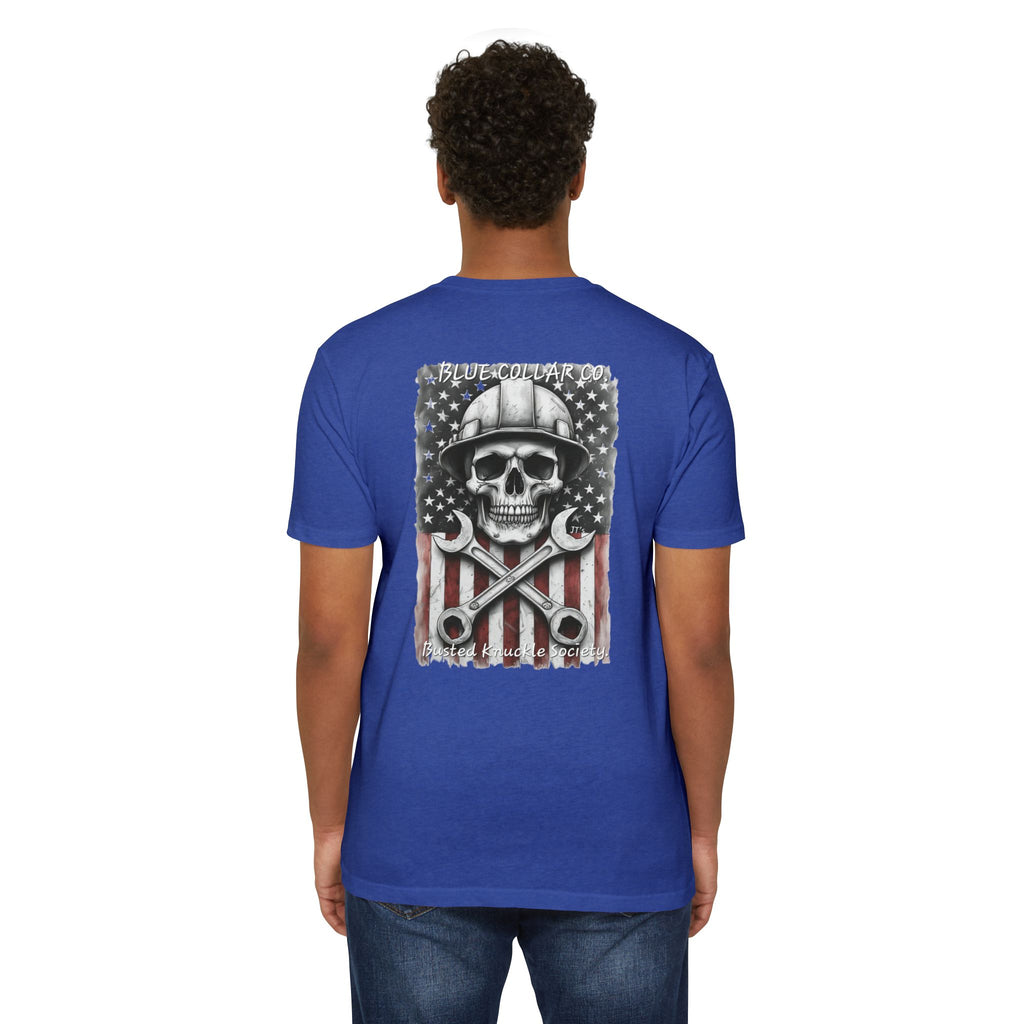 Mechanic Skull USA T-Shirt — Blue Collar Proud Worker Tee
