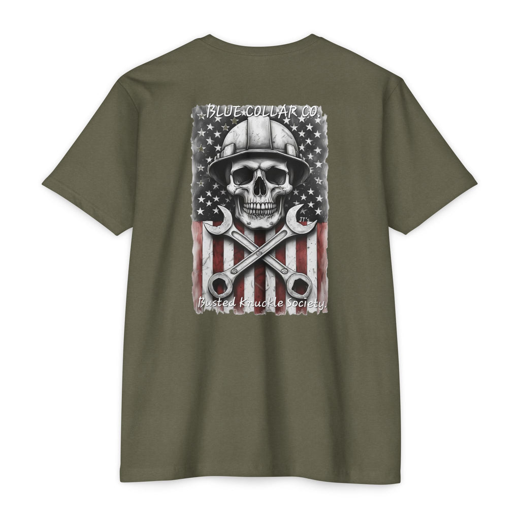 Mechanic Skull USA T-Shirt — Blue Collar Proud Worker Tee
