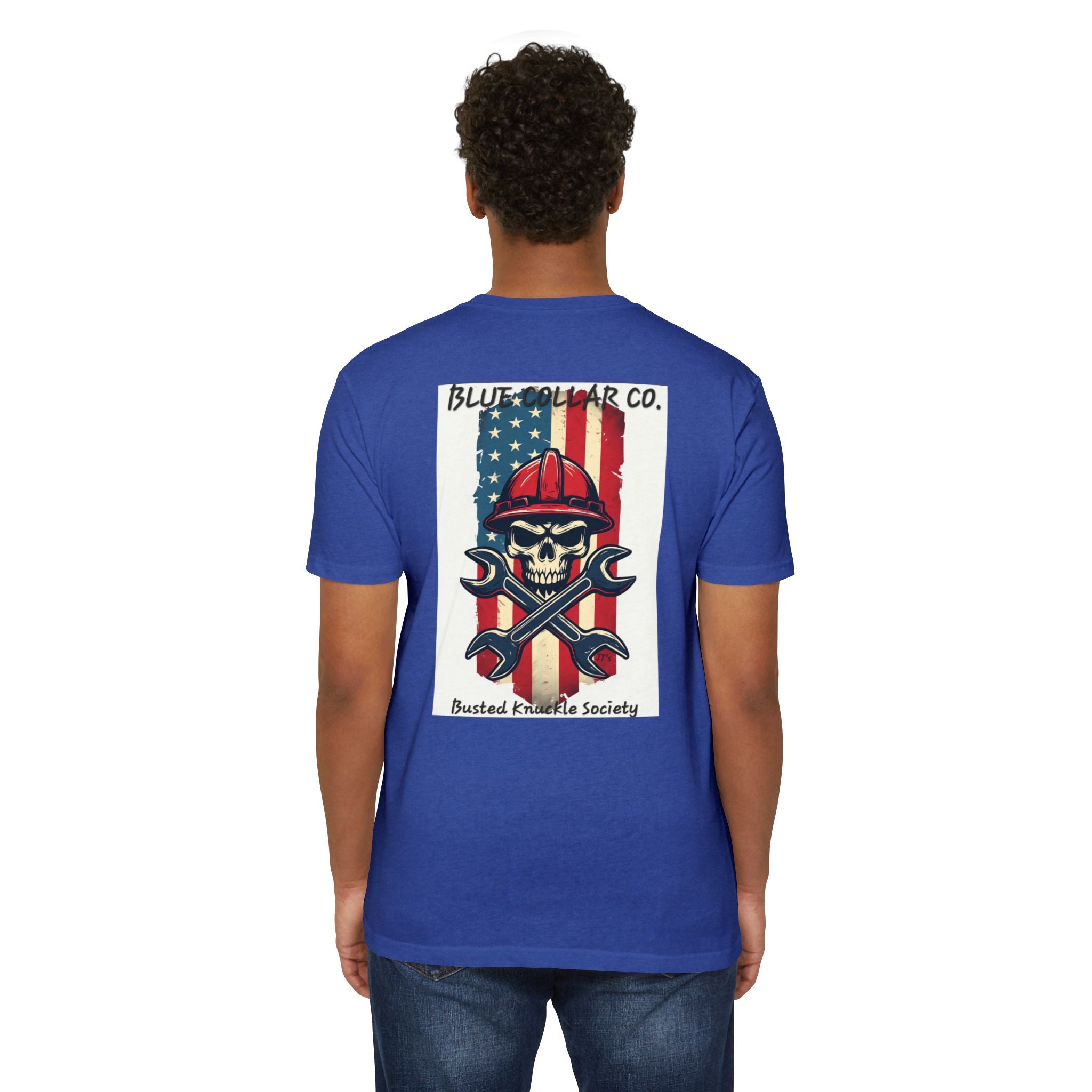 Blue Collar Skull USA T-Shirt — Busted Knuckle Society Workwear