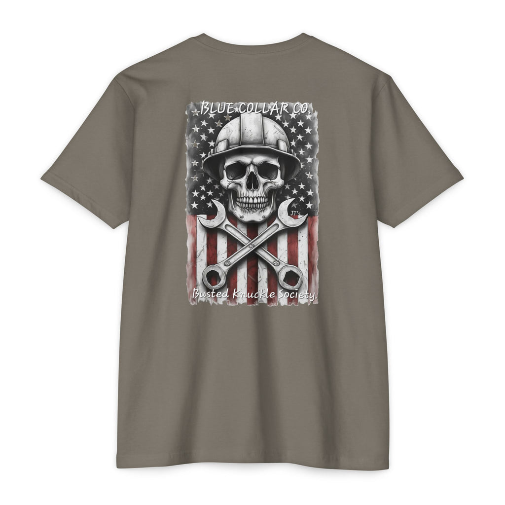 Mechanic Skull USA T-Shirt — Blue Collar Proud Worker Tee