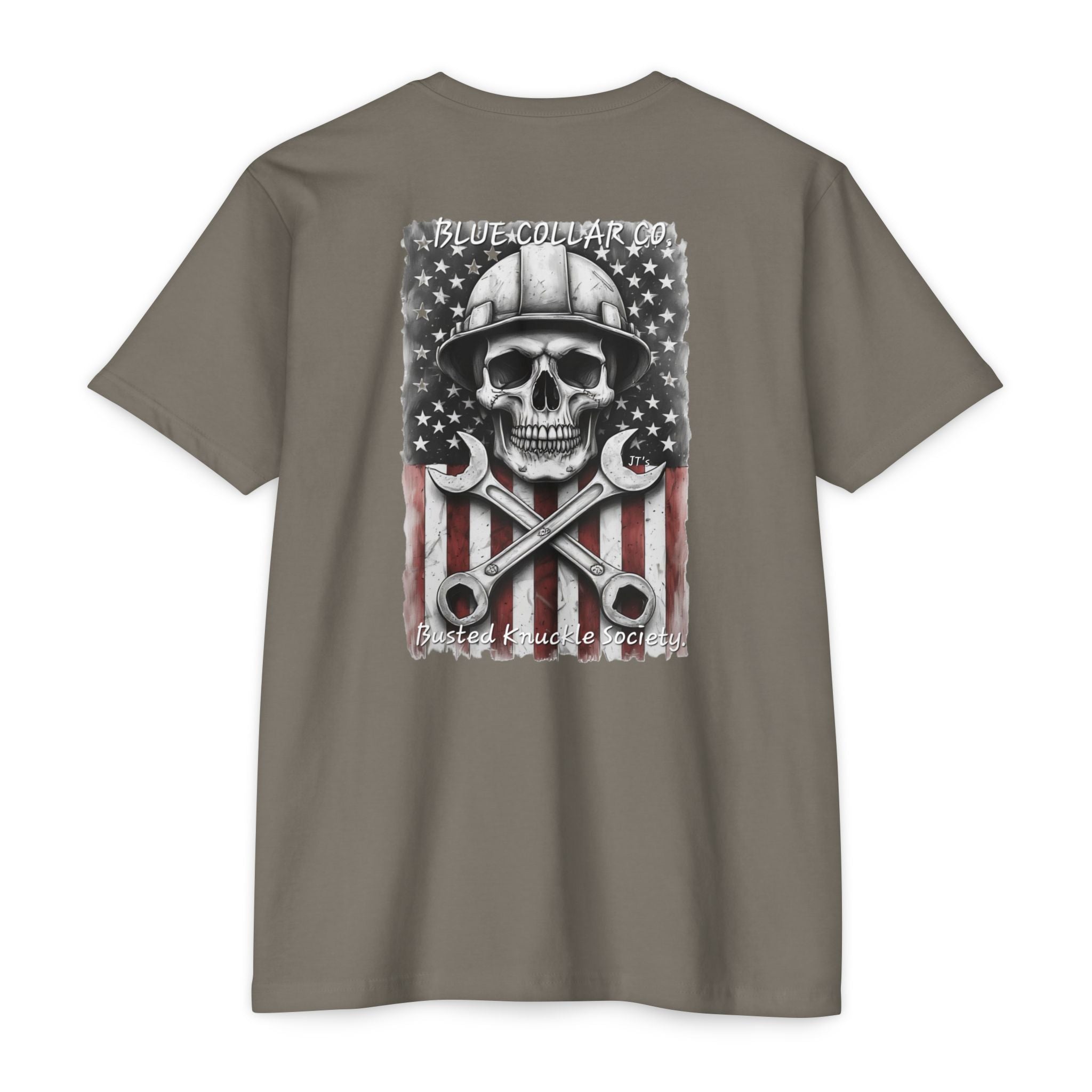 Mechanic Skull USA T-Shirt — Blue Collar Proud Worker Tee