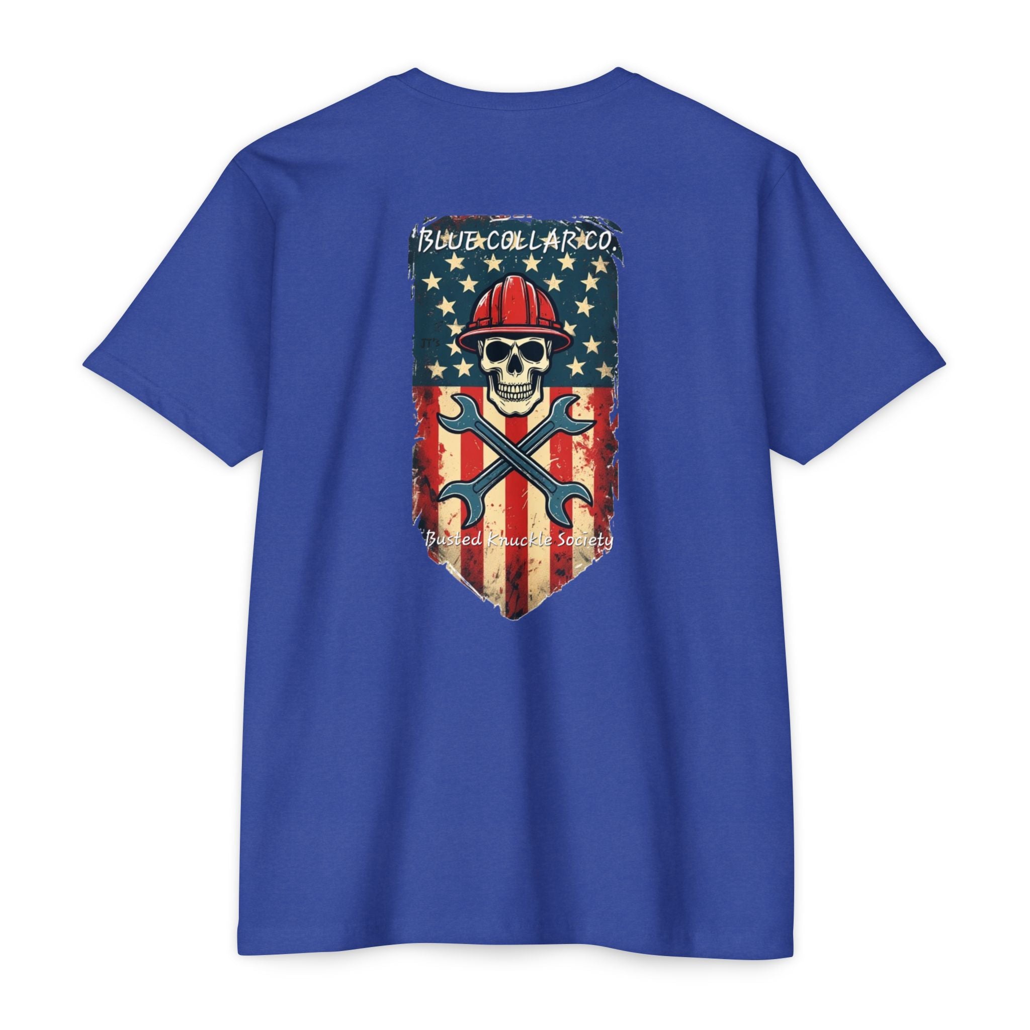 American Flag Skull Mechanic T-Shirt – Patriotic Wrench & Hard Hat Tee